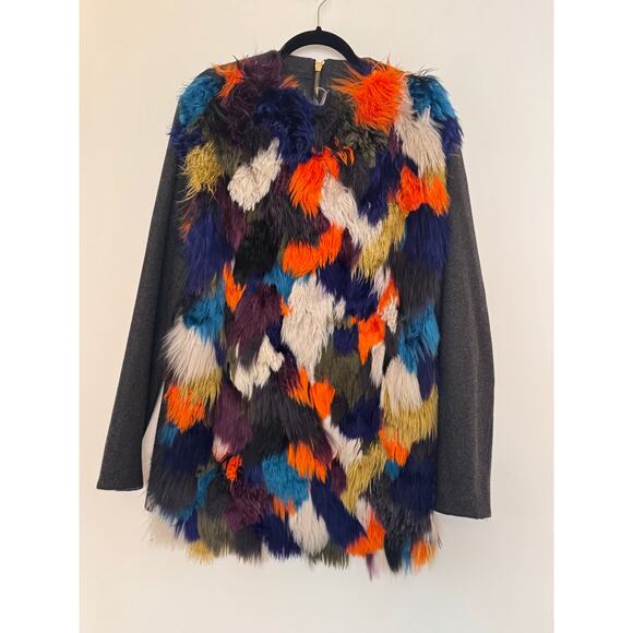 Marni NWT 2010s Multicolor Wool Crew Neck Sweater with Alpaca Fur - Picture 1 of 7